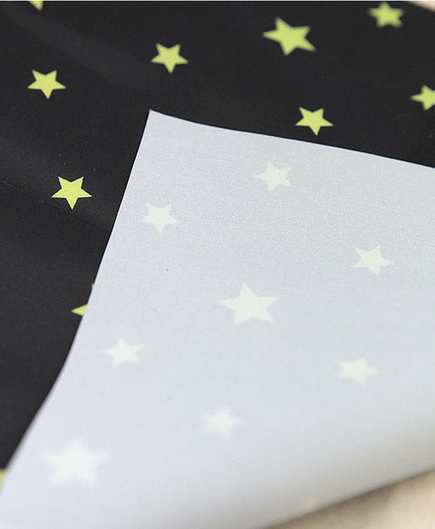 Waterproof Fabric Green Stars on Black By the Yard /59265