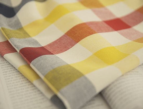 Yarn Dyed Check Cotton Fabric, Yellow Plaid Cotton Fabric, Checkered Fabric, Quality Korean Fabric - Yellow  - By the Yard /59598