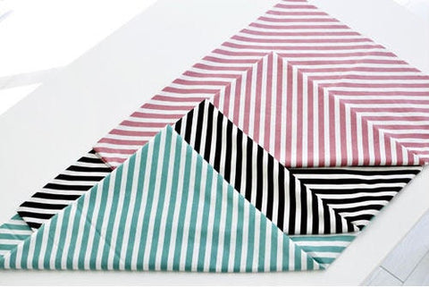 Diagonal Lines Cotton Fabric Lollipop - Black, Indi Pink or Mint - By the Yard / 59861