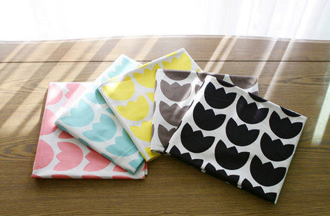 Cotton Fabric Big Tulips - Pink, Mint, Yellow, Gray or Black - By the Yard 50144