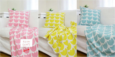 Cotton Fabric Big Tulips - Pink, Mint, Yellow, Gray or Black - By the Yard 50144