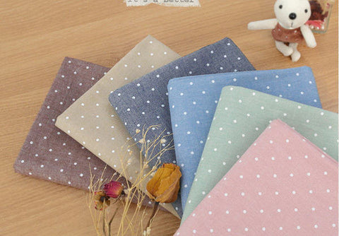 Yarn Dyed Chambray Style Cotton Fabric - Polka Dots on Beige - By the Yard 44147