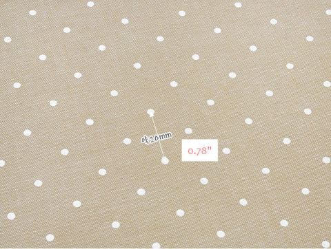 Yarn Dyed Chambray Style Cotton Fabric - Polka Dots on Beige - By the Yard 44147