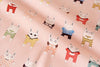 Rabbit Story with Polka Dots - Cotton Fabric - Peach Pink - By the Yard 52192