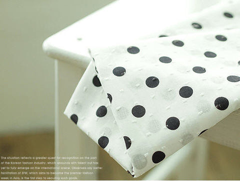 14 mm Black Dots Semi-sheer Cotton Fabric with Popcorn Dobby Spots - 55" Wide - By the Yard 52783