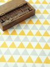 Triangles Cotton Fabric - Yellow Grey - 62" Wide - By the Yard 53509