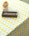 Triangles Cotton Fabric - Yellow Grey - 62" Wide - By the Yard 53509