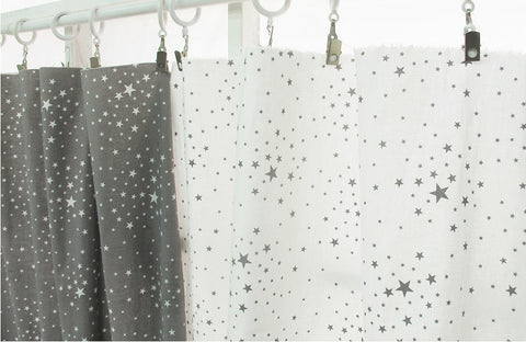 Stars Cotton Fabric - Grey Stars or White Stars - By the Yard 53717 62283-1