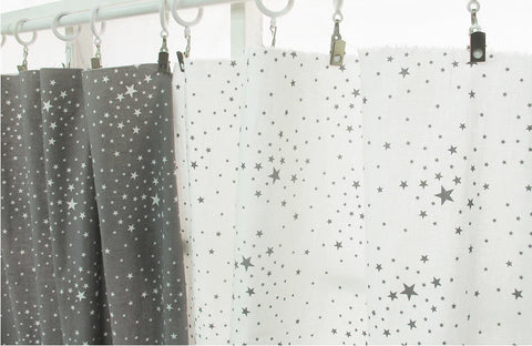 Stars Cotton Fabric - Grey Stars or White Stars - By the Yard 53717 62283-1