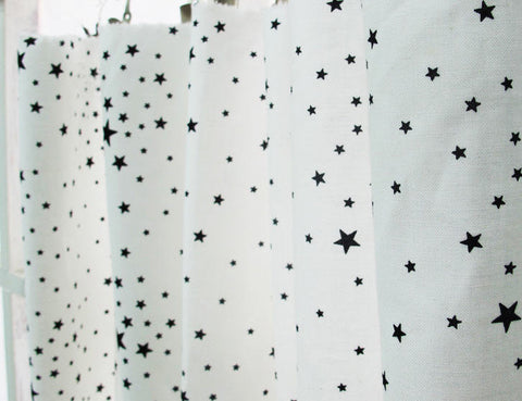Stars Cotton Fabric - Black Stars or White Stars - By the Yard 53720