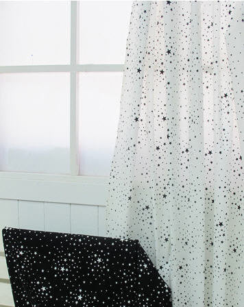 Stars Cotton Fabric - Black Stars or White Stars - By the Yard 53720