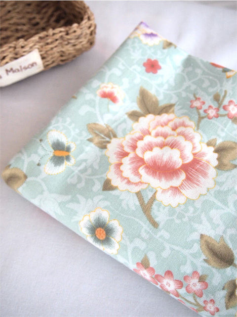 Big Flower Cotton Fabric - Mint - By the Yard 54374