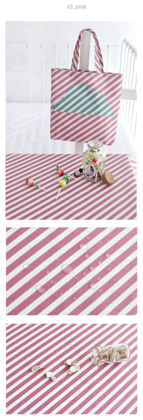 Laminated Cotton Fabric Diagonal Lines - Pink or Mint - By the Yard 53631