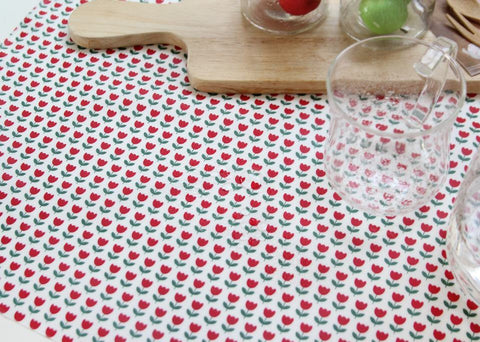 Laminated Cotton Fabric - Red Tulip - 44" Wide - By the Yard 55945