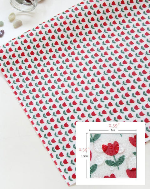 Laminated Cotton Fabric - Red Tulip - 44" Wide - By the Yard 55945
