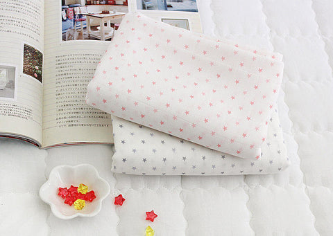 Stars Bamboo Cotton Double Gauze - Pink or Gray - By the Yard /63612 - 122