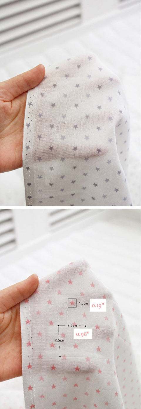 Stars Bamboo Cotton Double Gauze - Pink or Gray - By the Yard /63612 - 122