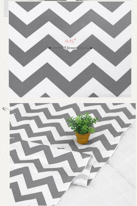 Gray and White Cotton Fabric - Chevron, Stripe, Star or Triangle - Geometric By the Yard - 68473