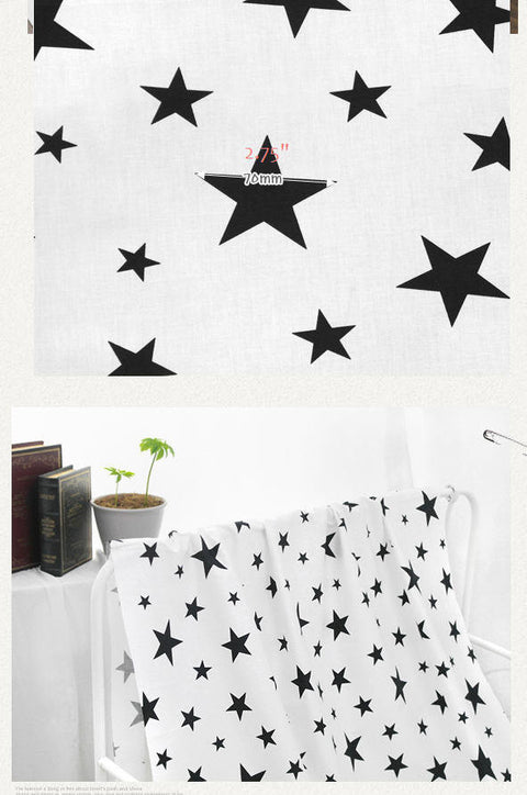 Black and White Cotton Fabric - Chevron, Stripe, Star or Triangle - Geometric By the Yard /55067