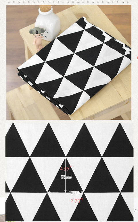 Black and White Cotton Fabric - Chevron, Stripe, Star or Triangle - Geometric By the Yard /55067