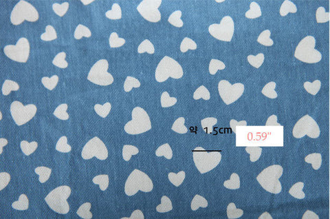 Hearts Stretchy Denim Cotton Fabric - By the Yard 65254 - 240