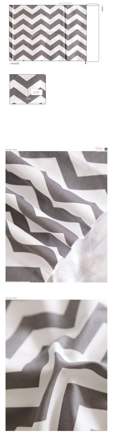 Contemporary Chevron Oxford Cotton Fabric Geometric - Gray or Black - By the Yard 65862