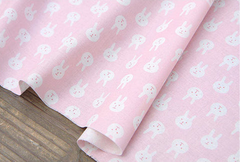 Bunny Cotton Fabric - Sky Blue, Pink or White - By the Yard 71908