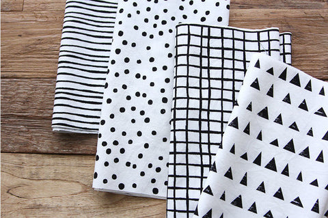 Black and White Cotton Fabric - Geometric - 4-in-1 - By the Yard 72003-1
