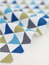 Triangles Oxford Cotton Fabric - Green Blue or Brown Black - Geometric Pattern - By the Yard 73126