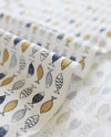 Fish Cotton Fabric - Beige, Gray or Blue - By the Yard 75547