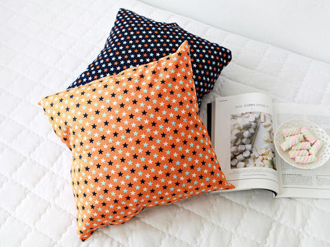 Stars Oxford Cotton Fabric - Navy or Orange - By the Yard 73566