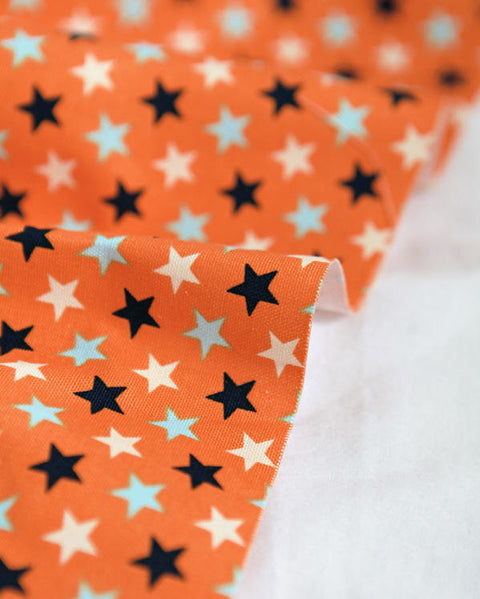 Stars Oxford Cotton Fabric - Navy or Orange - By the Yard 73566