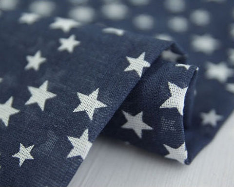Stars Cotton Gauze - Khaki, Black, Navy or Blue - 57" Wide - By the Yard 33861