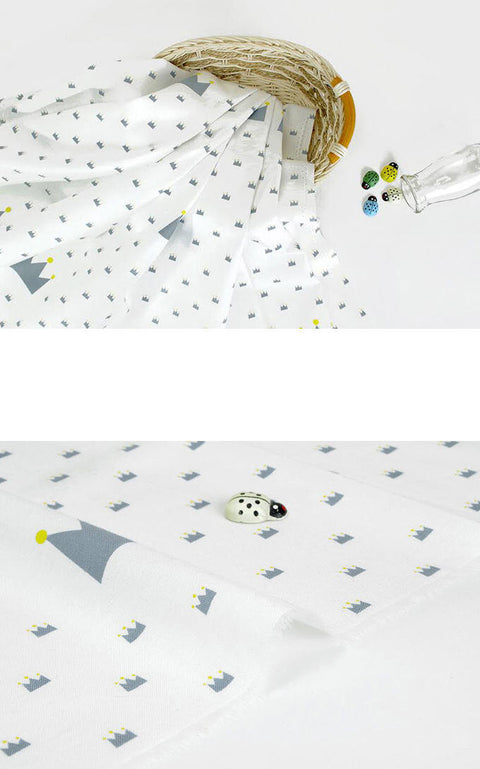 Crown Cotton Fabric - Gray or White - By the Yard 79452