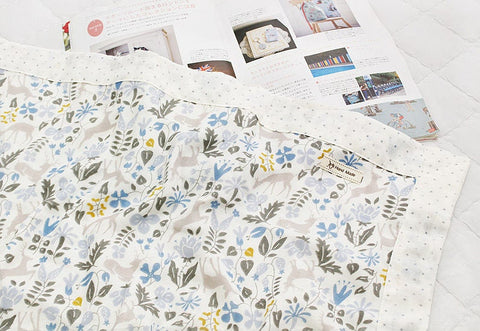 Deer Cotton Double Gauze Fabric, Animal Print Gauze Fabric, Quality Korean Fabric - Blue - 59" Wide - By the Yard /77098