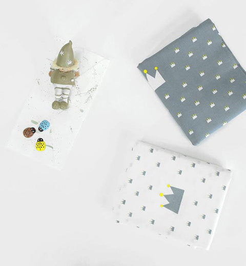 Crown Cotton Fabric - Gray or White - By the Yard 79452