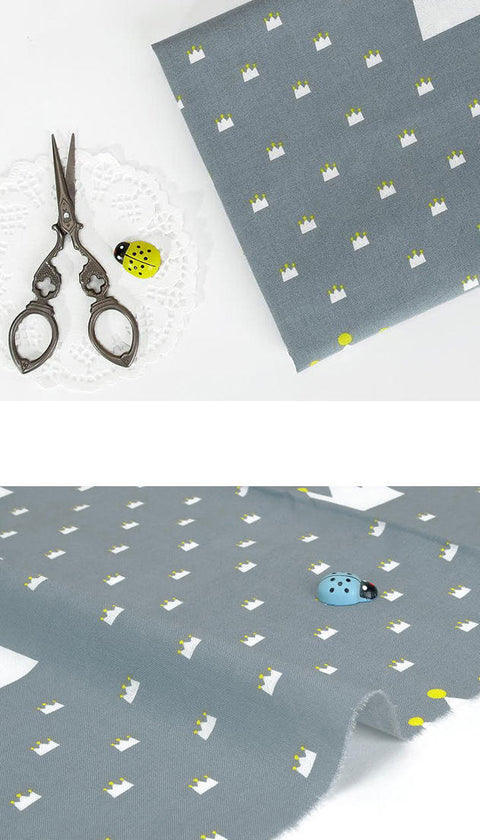 Crown Cotton Fabric - Gray or White - By the Yard 79452