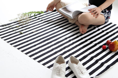 Stripe Oxford Cotton Fabric - Black and White - By the Yard 79648