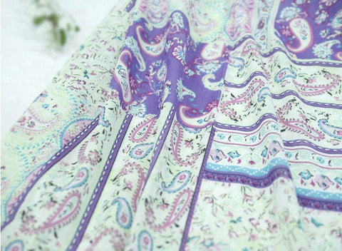 Semi-sheer Cotton Fabric - Paisley - Lightweight and Thin - 59" Wide - By the Yard / 76377
