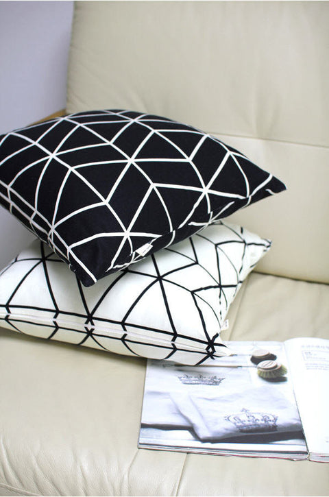 Modern Print Oxford Cotton Fabric Geometric - Black or Ivory - By the Yard 81765