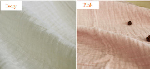 Wrinkled Triple Cotton Gauze, Crinkle Gauze, Yoryu Gauze - Ivory, Pink, Blue, Light Gray, Navy or Gray  - 59" Wide - By the Yard 82621