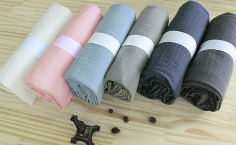 Wrinkled Triple Cotton Gauze, Crinkle Gauze, Yoryu Gauze - Ivory, Pink, Blue, Light Gray, Navy or Gray  - 59" Wide - By the Yard 82621