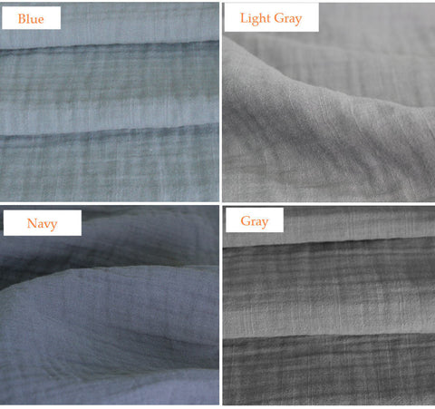 Wrinkled Triple Cotton Gauze, Crinkle Gauze, Yoryu Gauze - Ivory, Pink, Blue, Light Gray, Navy or Gray  - 59" Wide - By the Yard 82621