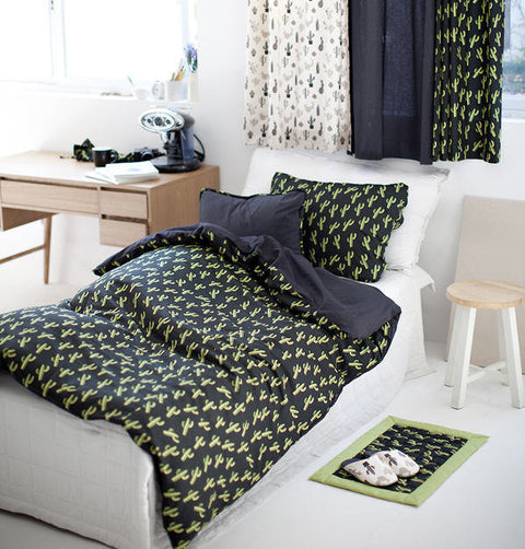 Cactus Cotton Fabric - Green Cactus on Charcoal - By the Yard 83047