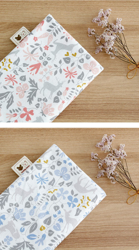 Deer and Flowers Cotton Fabric - Pink or Blue - By the Yard /79346