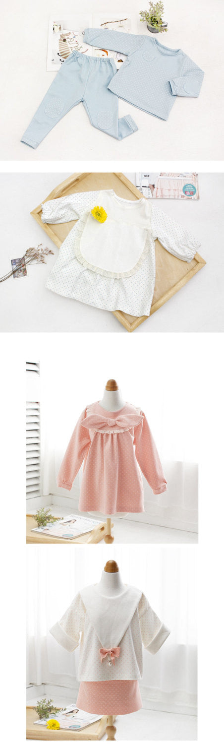 Polka Dots Cotton Knit - Pink Ground, Pink Dots, Blue Ground or Blue Dots - By the Yard 84756 81469-1