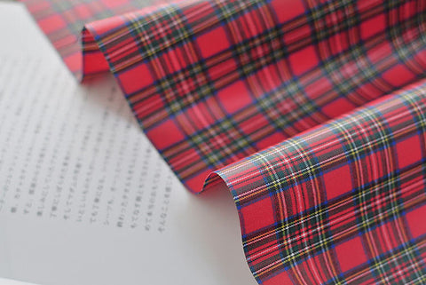 Laminated Cotton Fabric - Tartan Check - Red - Christmas Colors, Quality Korean Fabric, By the Yard /81666