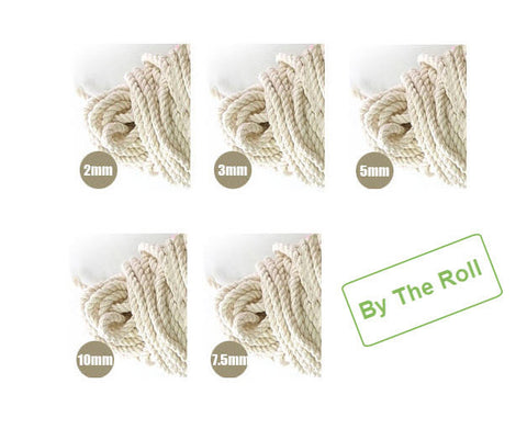A Roll of Cotton Piping Cord - 2 mm, 3 mm, 5 mm, 7.5 mm or 10 mm - By The Roll 5378