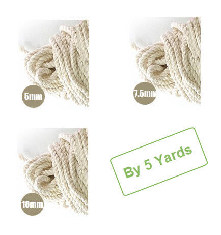 Cotton Piping Cord - 5 mm, 7.5 mm or 10 mm - By 5 Yards 5377