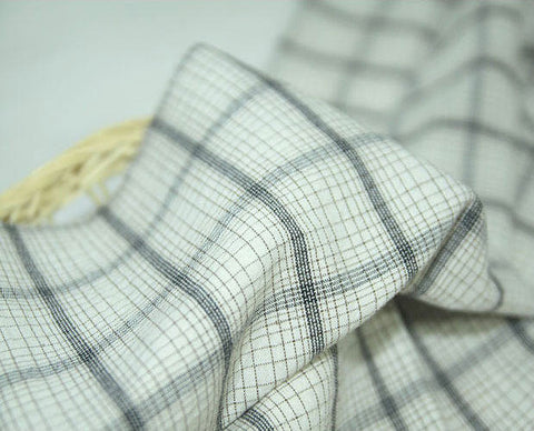 Plaid Cotton Fabric - Beige Black, Blue Navy or Solid Gray - By the Yard 72313 72188-1 25496-1